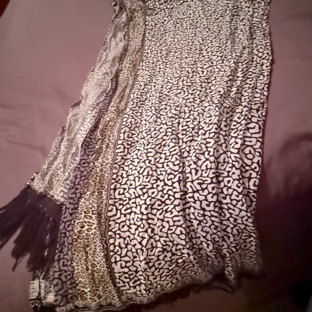 Animal Print Dupatta Scarf with Fringe
